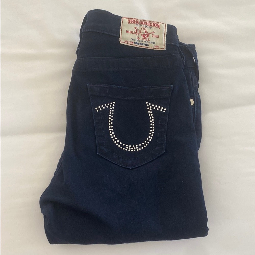 True Religion Women's Dark Blue Skinny Jeans - Crystals